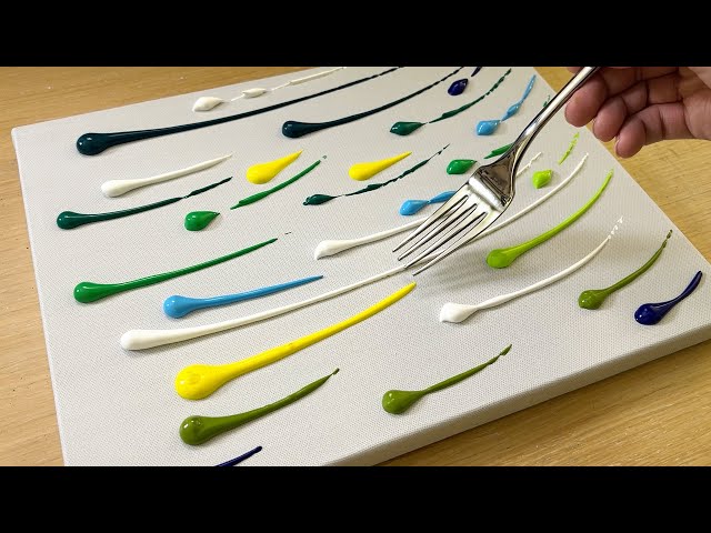 Scratch Painting Technique Using a Fork | Acrylic Painting | How to Draw a Grass Field