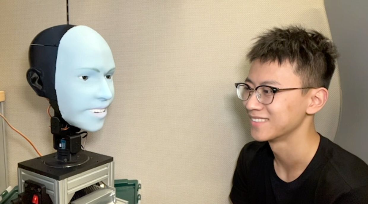 This robot detects and replicates human facial expressions