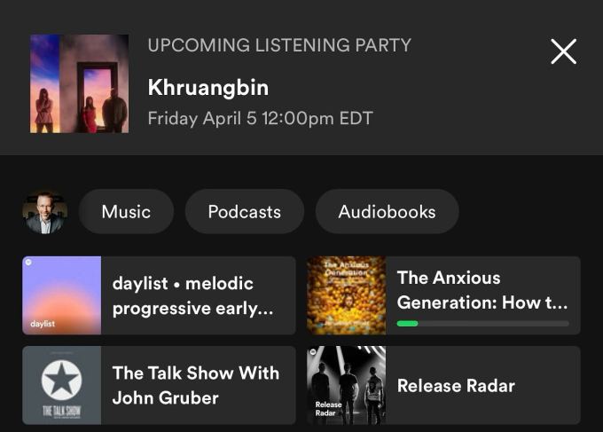 Spotify reuses its live audio tech through Listening Party feature