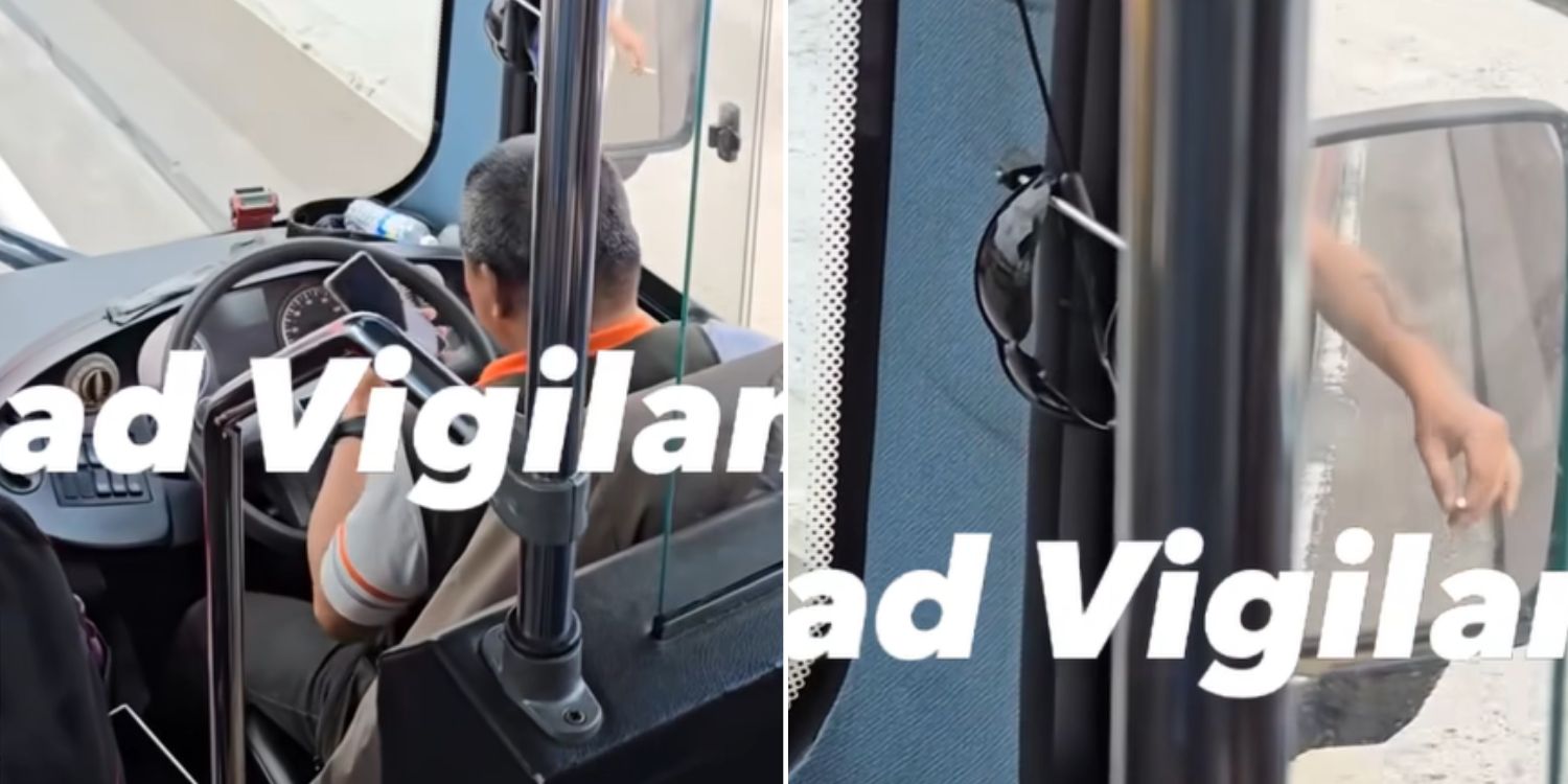 S’pore bus driver caught smoking & using phone while driving on causeway
