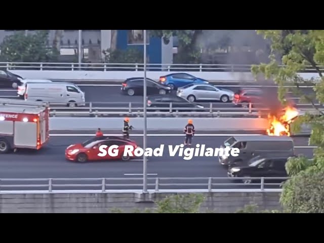 pie vehicle caught fire Singapore Civil Defence Force arrived & put out fire in mins