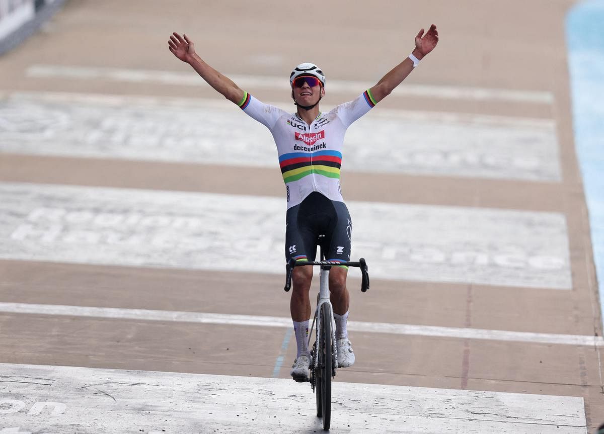 Van der Poel retains Paris Roubaix crown with stunning 60km solo attack