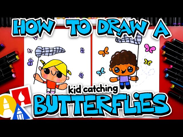 How To Draw A Kid Catching Butterflies