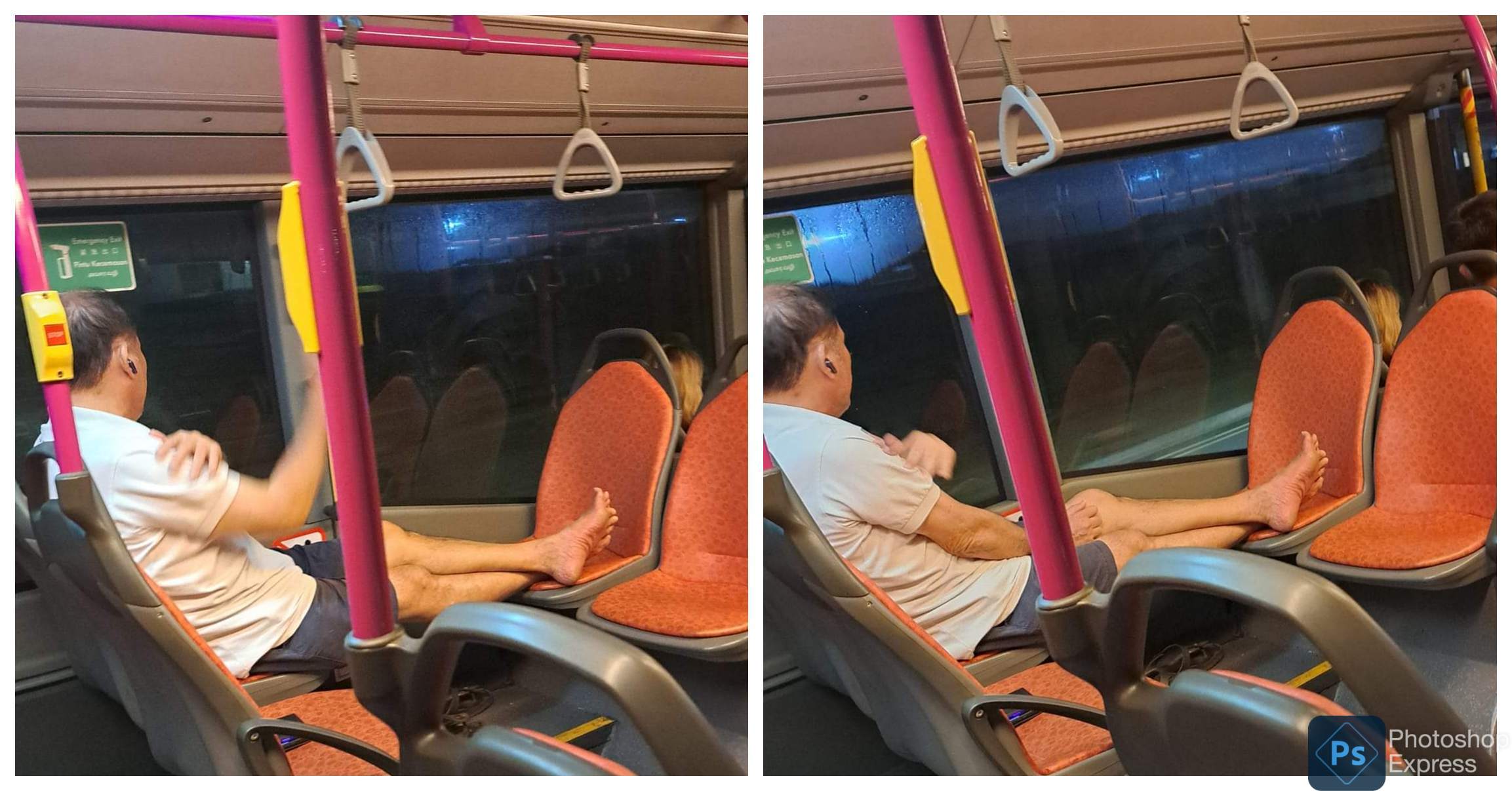 MAN SPREADS HIS “AROMATIC” FOOT BACTERIA ON BUS SEATS