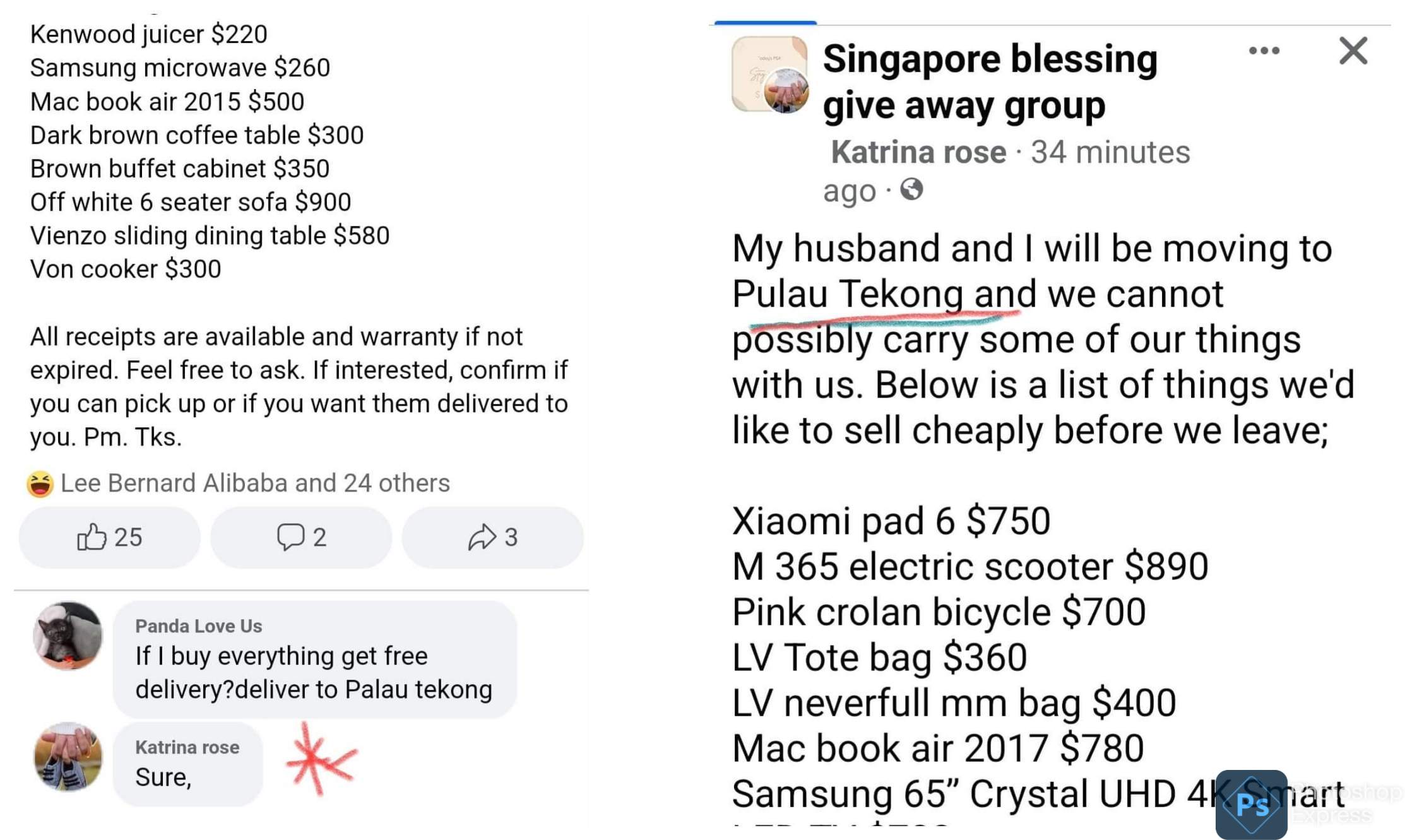 SCAMMER SAY SHE IS MOVING TO “PULAU TEKONG”
