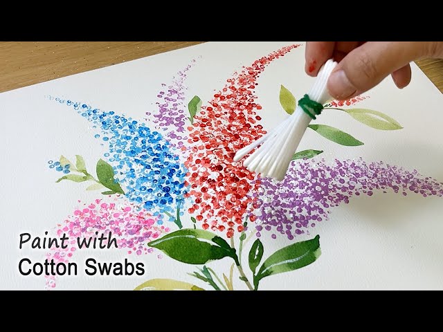 Cotton swabs painting technique for beginners - Basic easy painting step by step