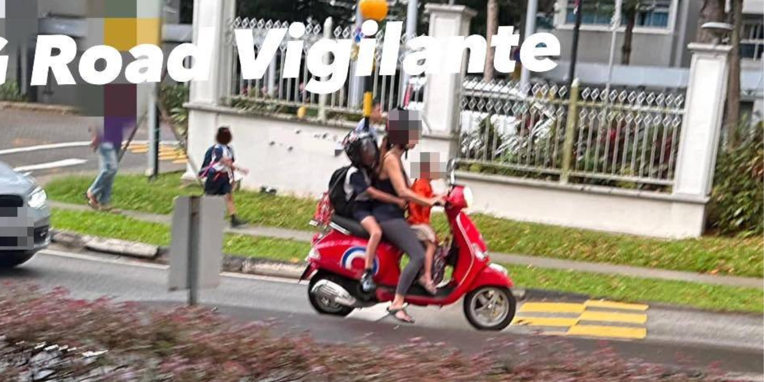 Woman rides scooter in queenstown with child in front not wearing helmet, sparks safety concerns