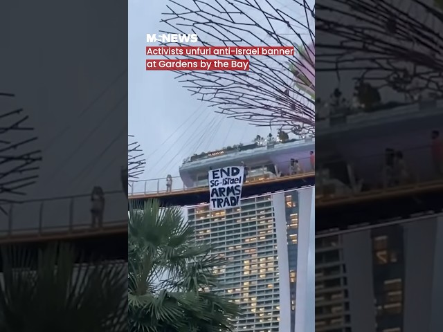 Activists unfurl anti-Israel banner at Gardens by the Bay