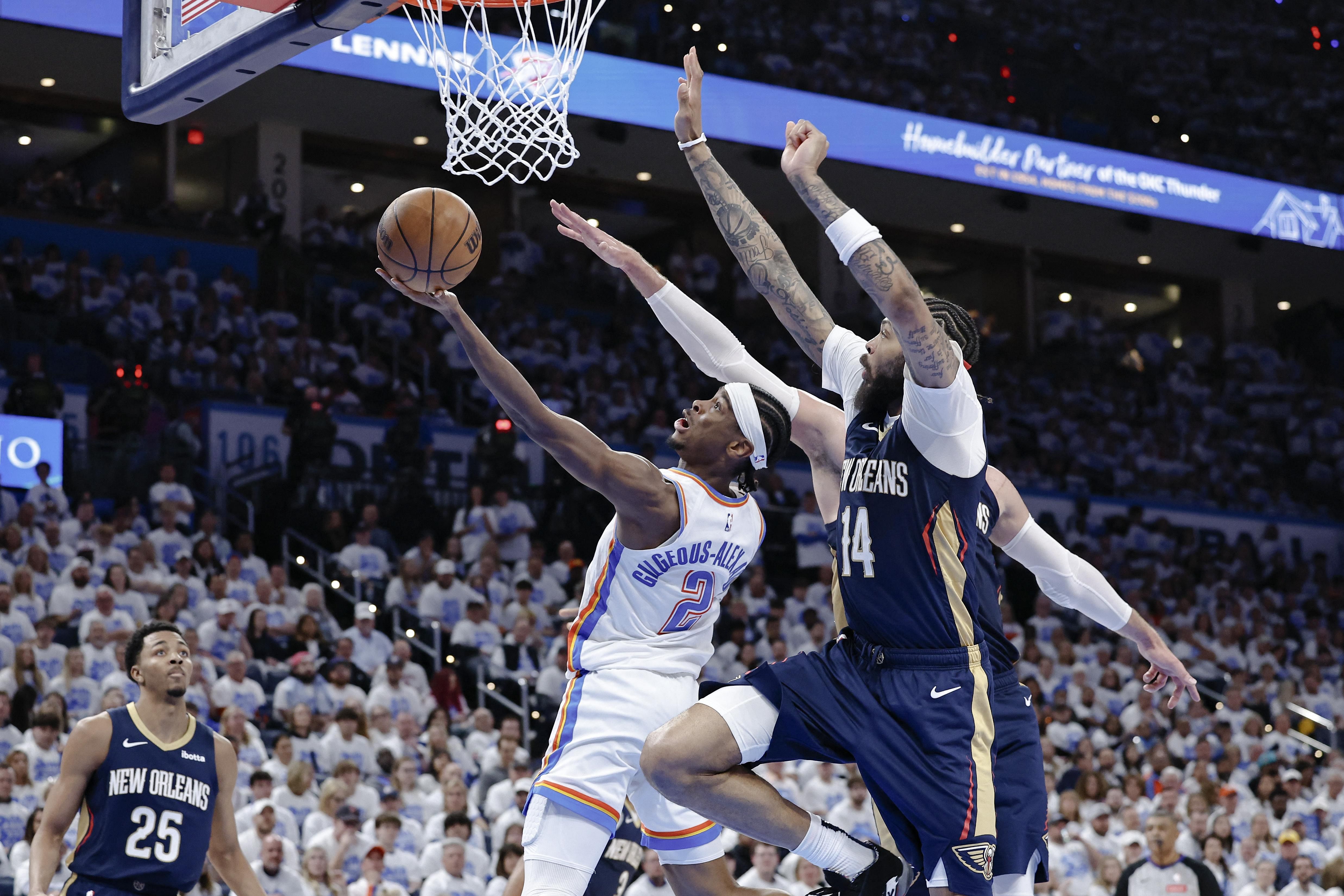 Oklahoma City Thunder edge New Orleans Pelicans in their NBA play-off opener