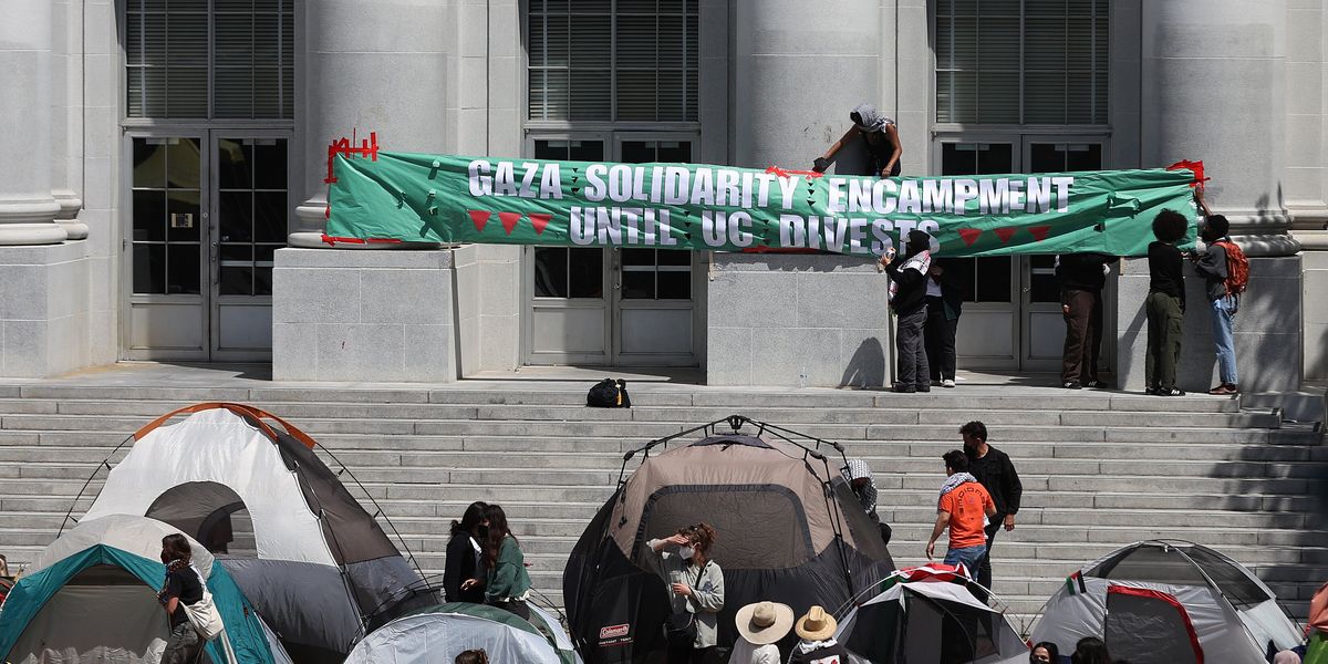 Uc berkeley students set up encampment to protest war in gaza