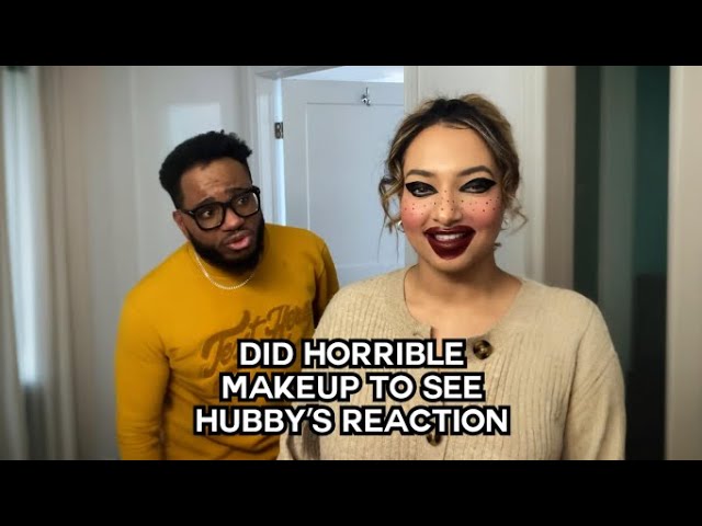 Doing Horrible Makeup To Get Hubby's Reaction 😂 | CATERS CLIPS