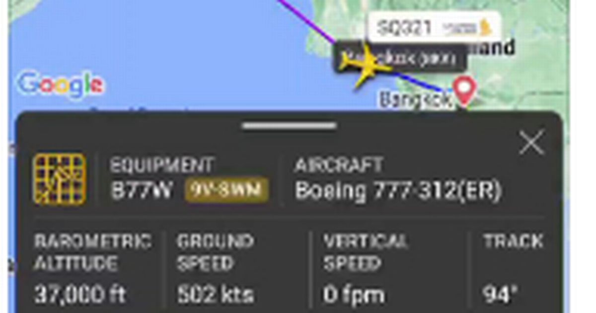 Singapore Airlines flight map shows horror moment Boeing plane drops 6,000ft in severe turbulence