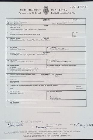 Surprising detail missing from Prince Archie's birth certificate resurfaces