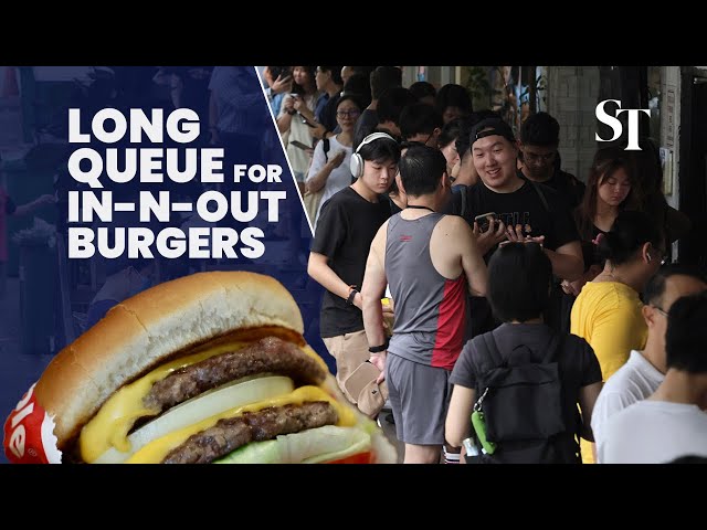 Burger fans queue up for In-N-Out burgers at Singapore pop-up