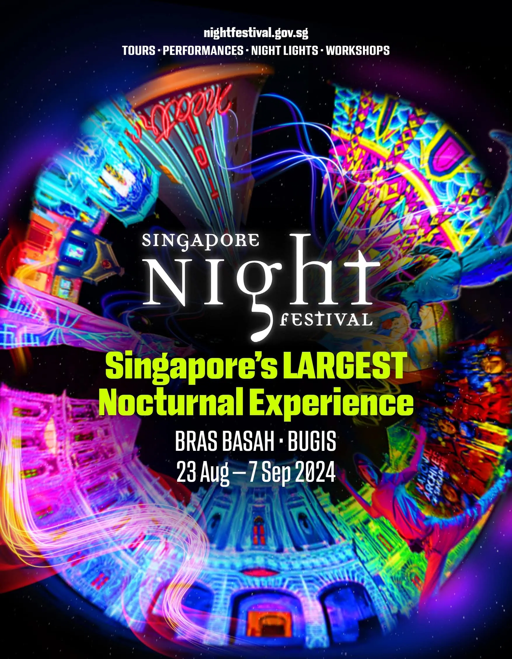 Singapore Night Festival 2024 lights up the Bras Basah.Bugis precinct with night light installations, festival villages, food and retail experiences & more