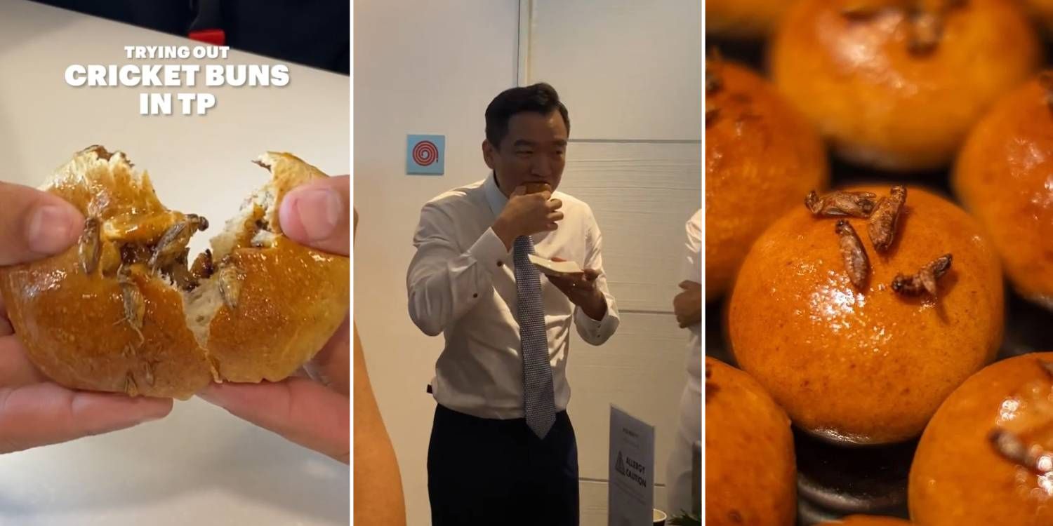 Temasek poly students serve cricket buns to MP during school event