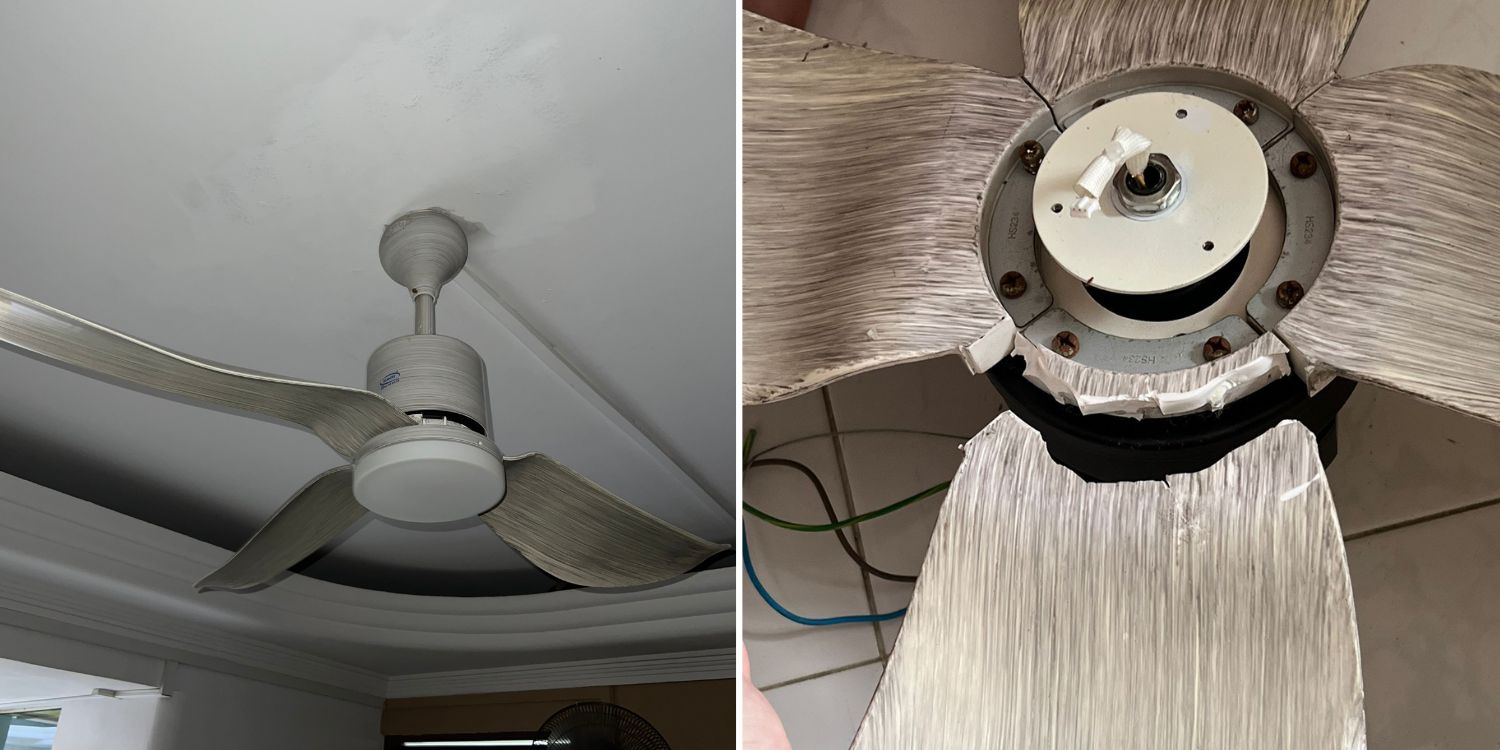 Ceiling fan blade breaks off & nearly hits man in s’pore, leaves family in shock