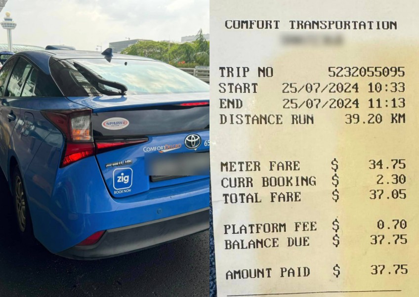 'Disappointed': Passenger accuses cabby of taking longer route and charging double for ride to Changi Airport