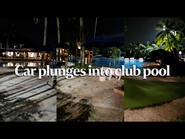 Man drives through Seletar Country Club, car ends up in swimming pool