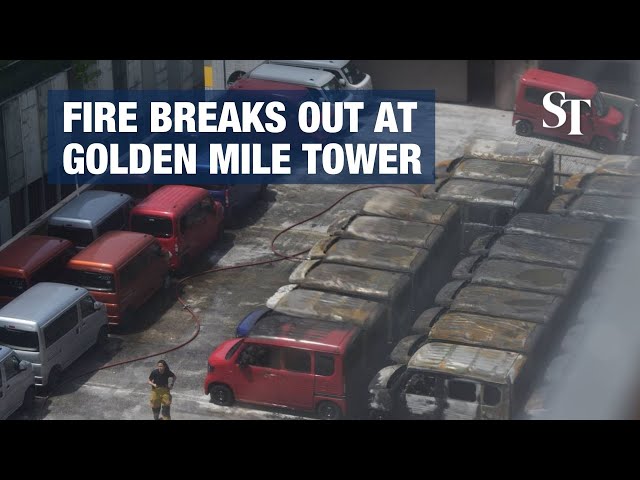 Fire breaks out at Golden Mile Tower rooftop carpark