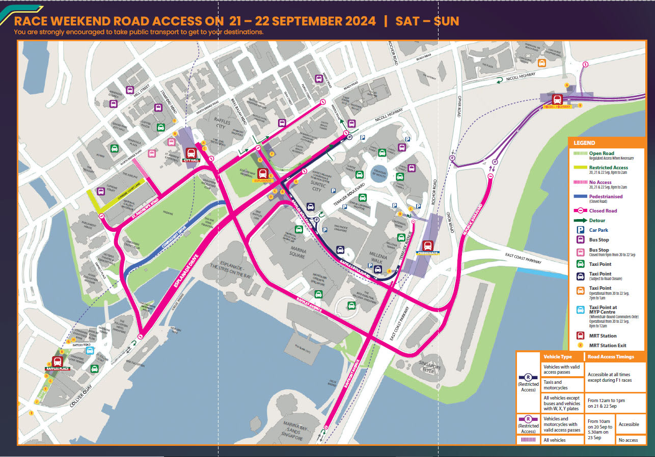 F1 Road Closures In Singapore: Road Diversions, Extended Train Services, Bus Route Changes & More To Know To Get Around During The Singapore Grand Prix