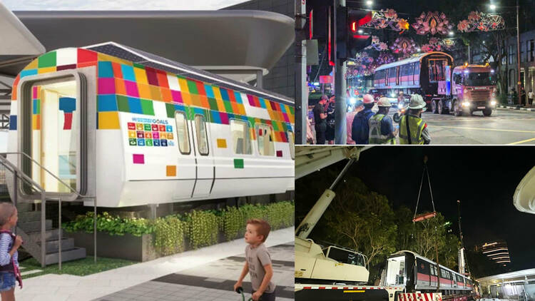 This decommissioned SMRT train cabin will be repurposed into a climate education hub at City Square Mall