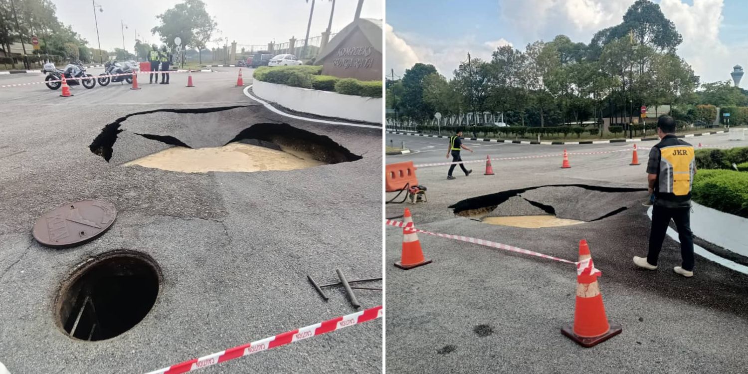 5M-wide sinkhole appears at KL airport, likely caused by leaking sewage pipe