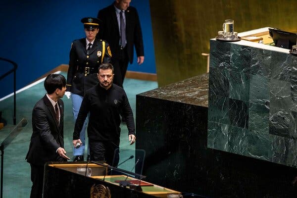 Zelensky Warns U.N. Against Ceding to Russia’s ‘Insane’ Desire for Land