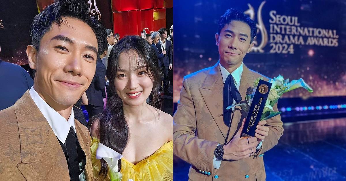 Desmond Tan wins Outstanding Asian Star award at Seoul Drama Awards, snaps selfie with Lovely Runner's Kim Hye-yoon