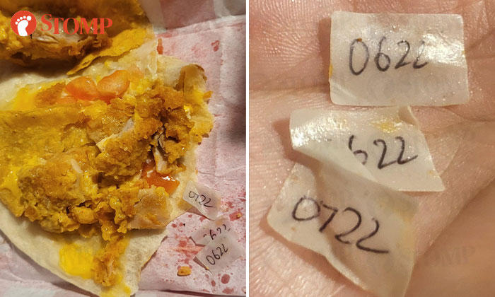 Woman shocked to find sticker labels in her wrap, KFC investigating