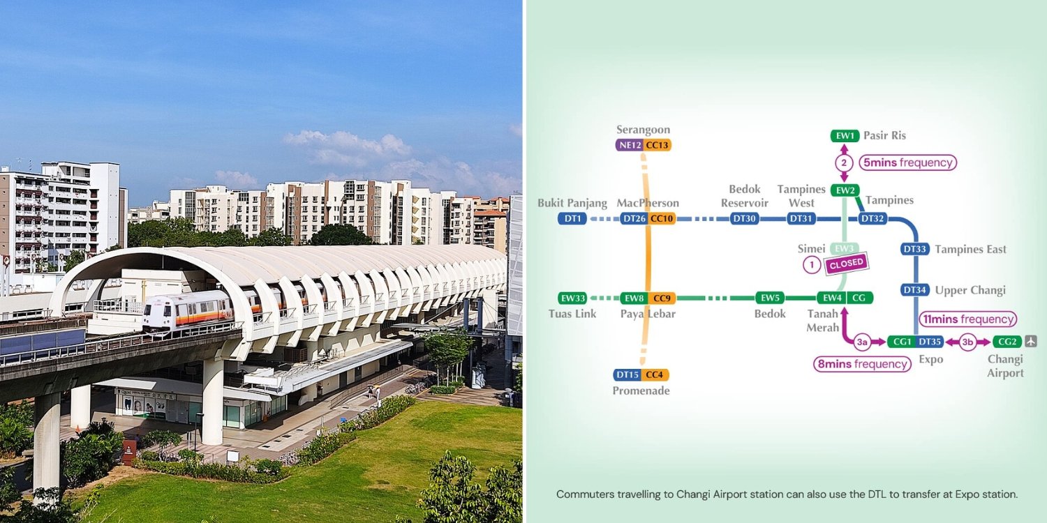 No MRT service at Simei from 7 to 10 dec, shuttle trains operating between 5 other ewl stations