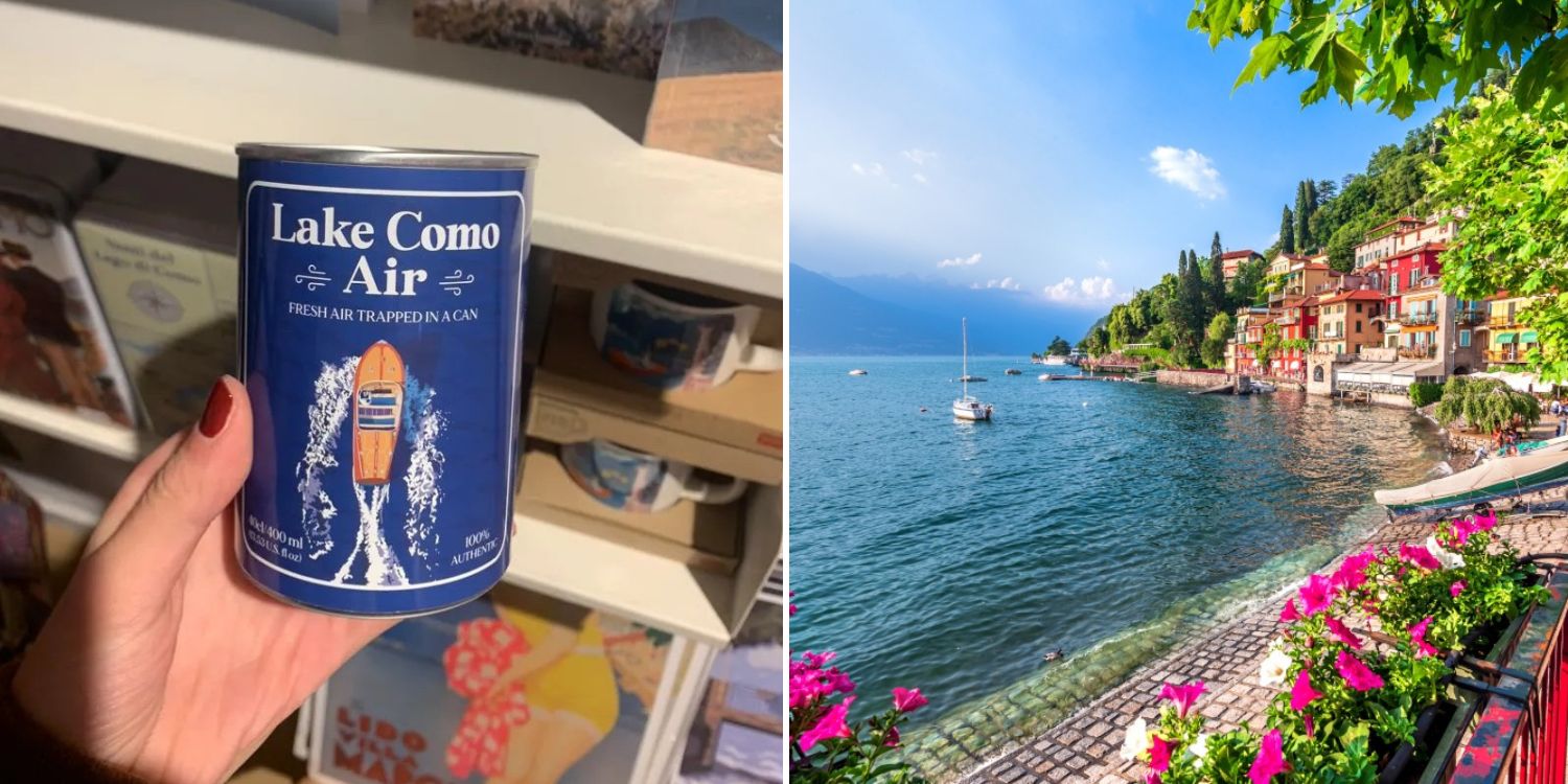 Empty cans filled with air from lake como being sold to tourists, cost s$15 each