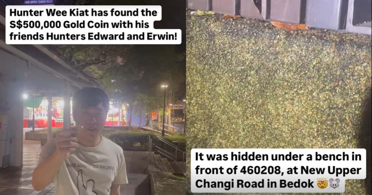 $500,000 richer: Hunt the Mouse gold coin found by 3 men under bench in Bedok