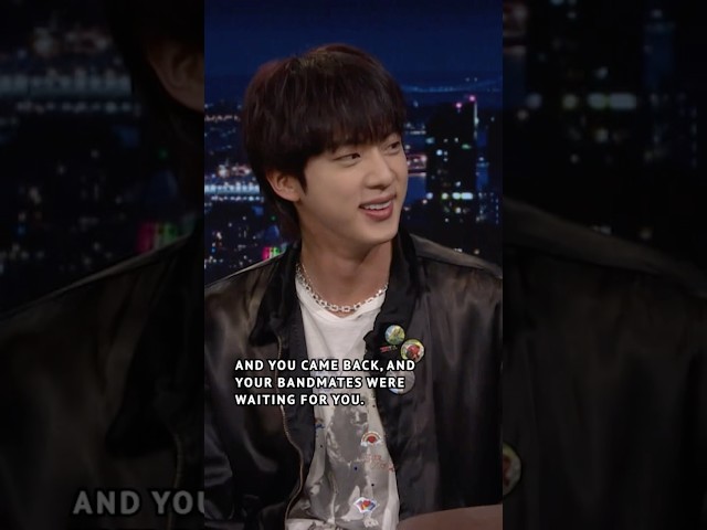 #BTS was waiting for #Jin when he finished his military service 🥹 #JinOnFallon #FallonTonight