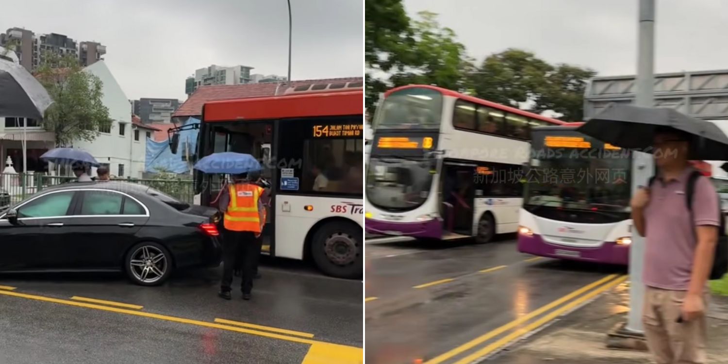 Collision between SBS Transit bus and car on macpherson road halts traffic, several buses blocked by accident
