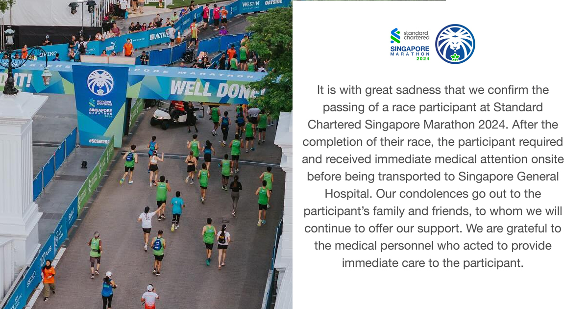 2024 Standard chartered Singapore marathon: participant passes away post-race