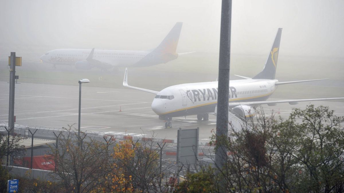 Travel chaos at Manchester Airport as dense fog causes major delays to flights