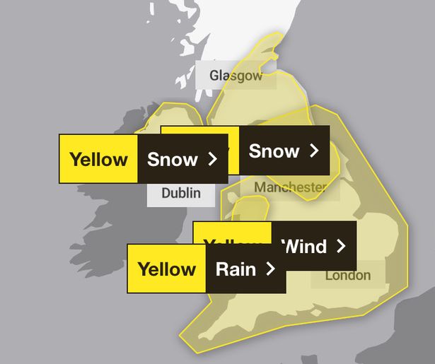 UK snow warning issued by Met Office with 'heavy and persistent' snowfall up to 10-inches