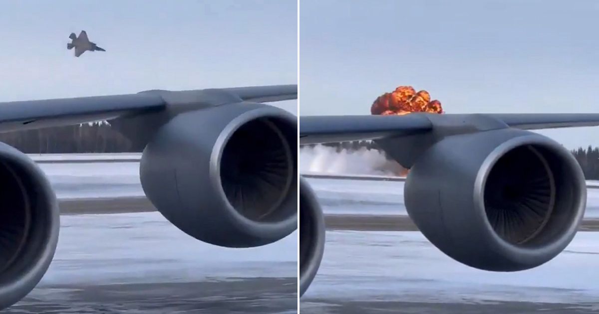 Horror moment £65m F-35 fighter jet smashes into air base and bursts into flames