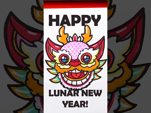 Happy Lunar New Year! 🧧 Draw a dragon mask with me! #artforkidshub #howtodraw