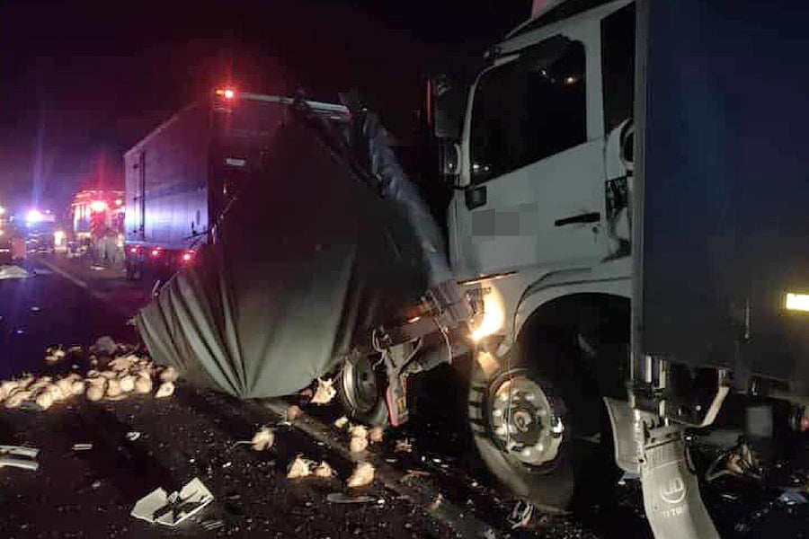 Lorry driver killed, two children seriously injured in three-lorry collision