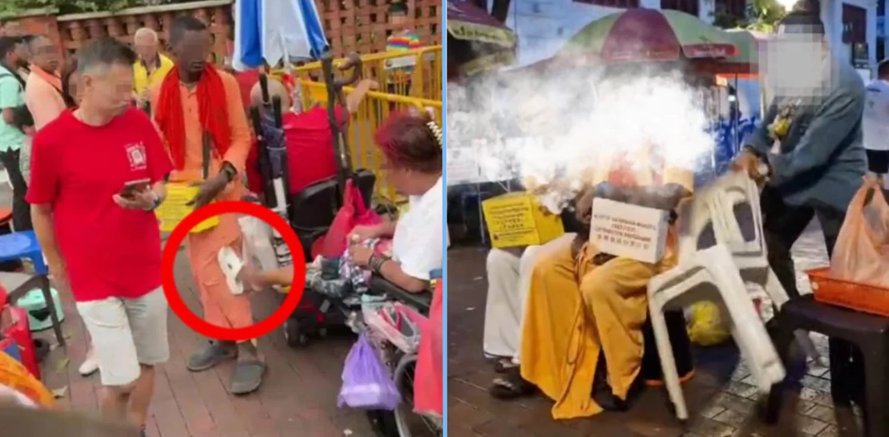 Monks Allegedly Got into Physical Conflict With Tissue Sellers Outside Waterloo Street Temple During CNY