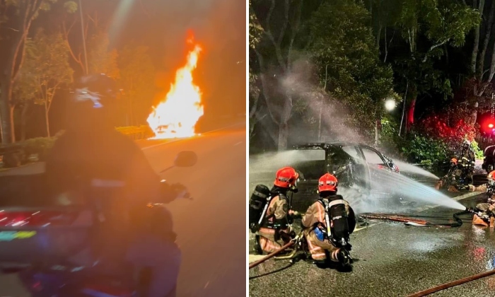 BKE electric vehicle fire: SCDF uses specialised equipment to inject water directly to burning battery