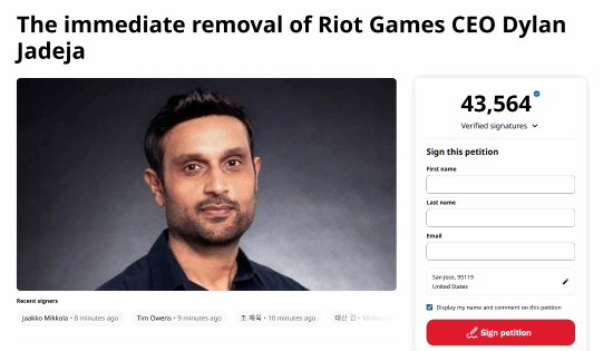 LOL玩家怒了!发起请愿罢免CEO：超4万人签名！