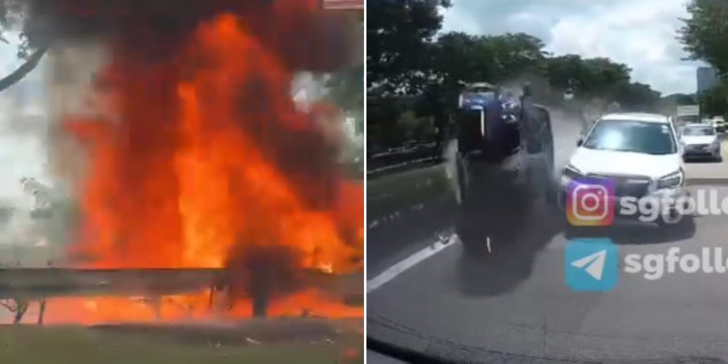 Driver dies after Porsche crashes & bursts into flames on nicoll highway, 2 sent to hospital