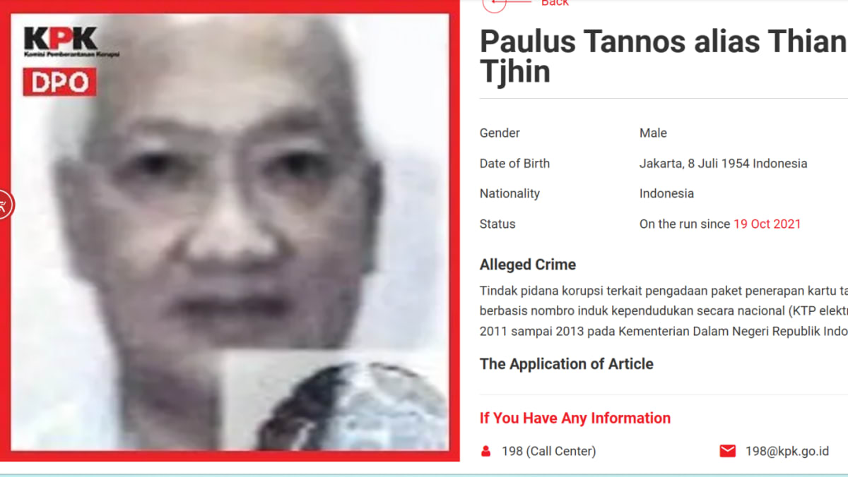 Tentative court hearing dates set for Indonesian fugitive facing extradition from Singapore