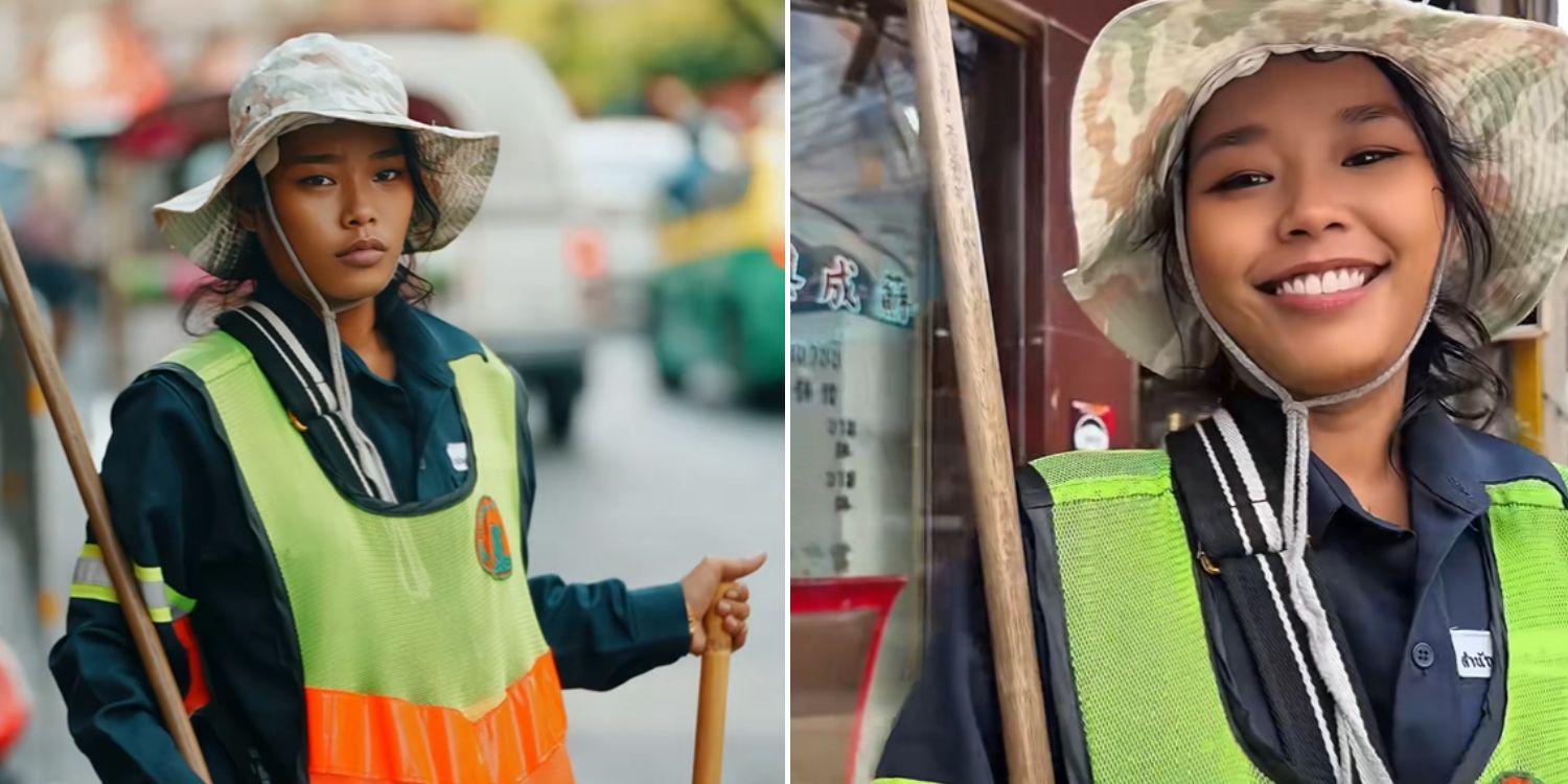 Street sweeper in Thailand goes viral for good looks, gets modelling offer