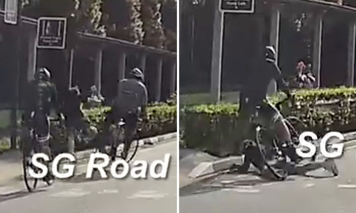 Cyclists run red light in Pasir Ris, crash into pedestrian and run over his leg
