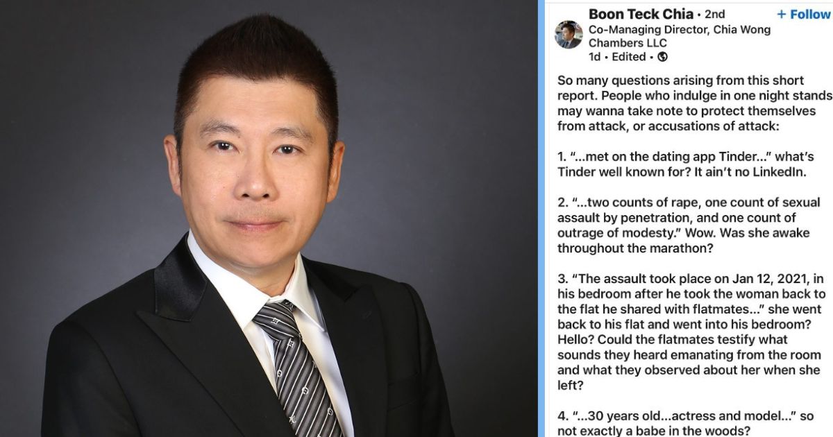 Law Society Vice-President Chia Boon Teck Resigns after Controversial Rape Victim Comments