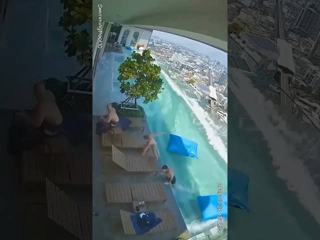 [MOMENT] Earthquake hits a rooftop swimming pool in Bangkok